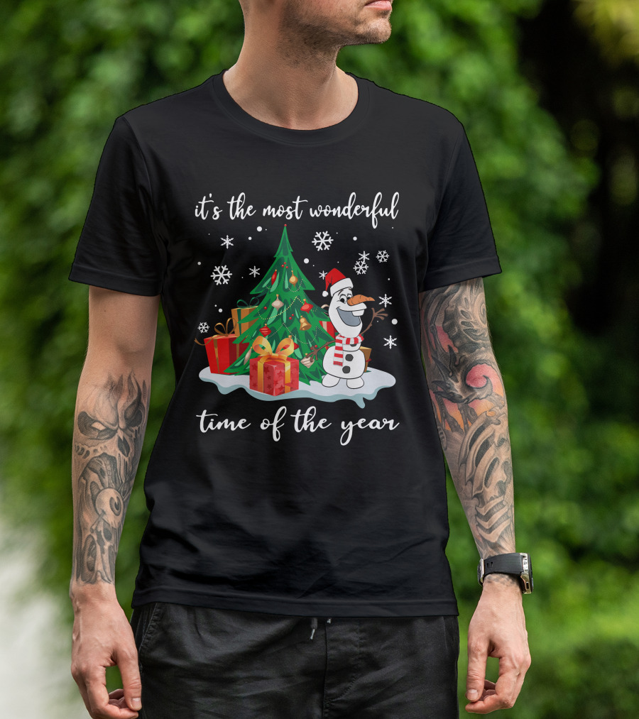 It's The Most Wonderful Time Of The Year Olaf Christmas Tree Snowman T-Shirt