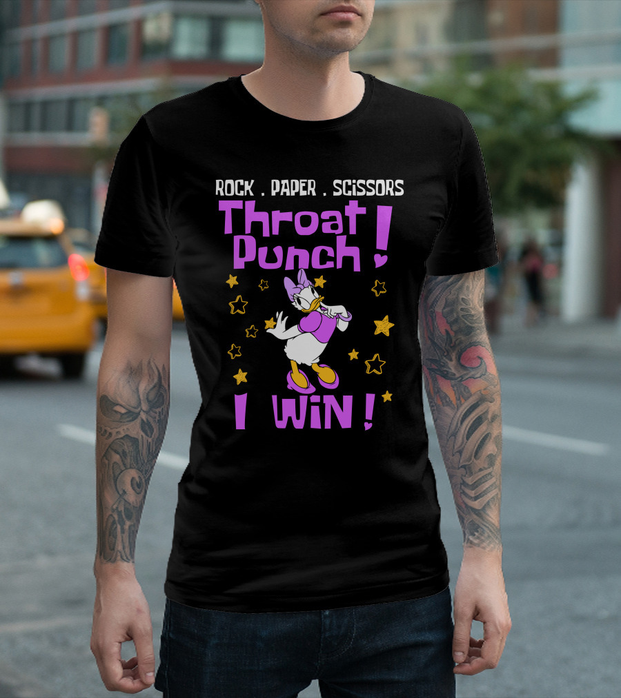 Rock Paper Scissors Throat Punch I Win Daisy Duck Stars T-Shirt