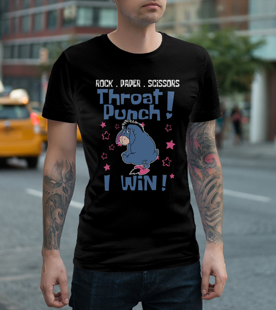 Rock Paper Scissors Throat Punch I Win Eeyore T-Shirt