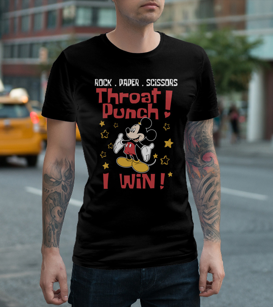 Rock Paper Scissors Throat Punch I Win Mickey T-Shirt