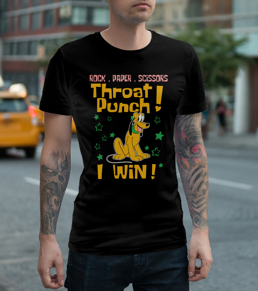 Rock Paper Scissors Throat Punch I Win Pluto Stars T-Shirt