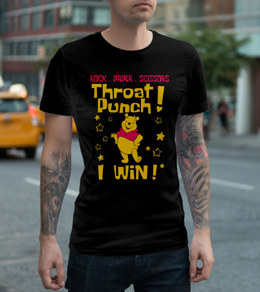 Rock Paper Scissors Throat Punch I Win Pooh T-Shirt