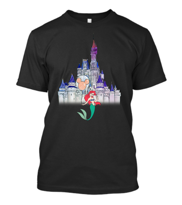 Ariel In Front Of Disney Castle With Mickey Balloon T-Shirt