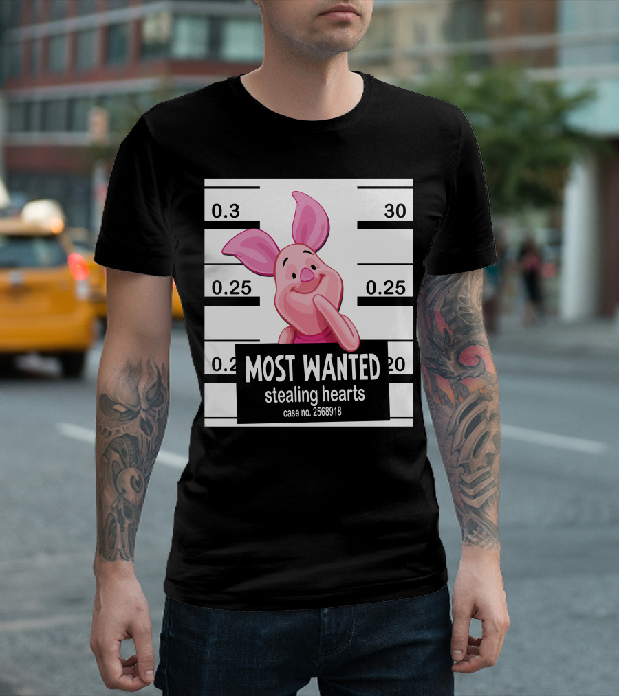 Most Wanted Piglet Stealing Hearts Mugshot Case No. 2568918 T-Shirt