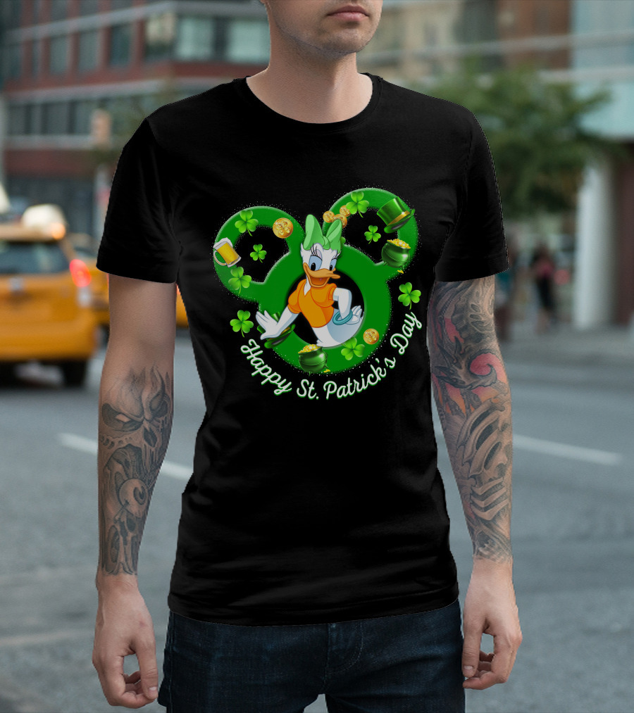 Happy St. Patrick's Day Daisy Duck Mickey Clover Gold T-Shirt
