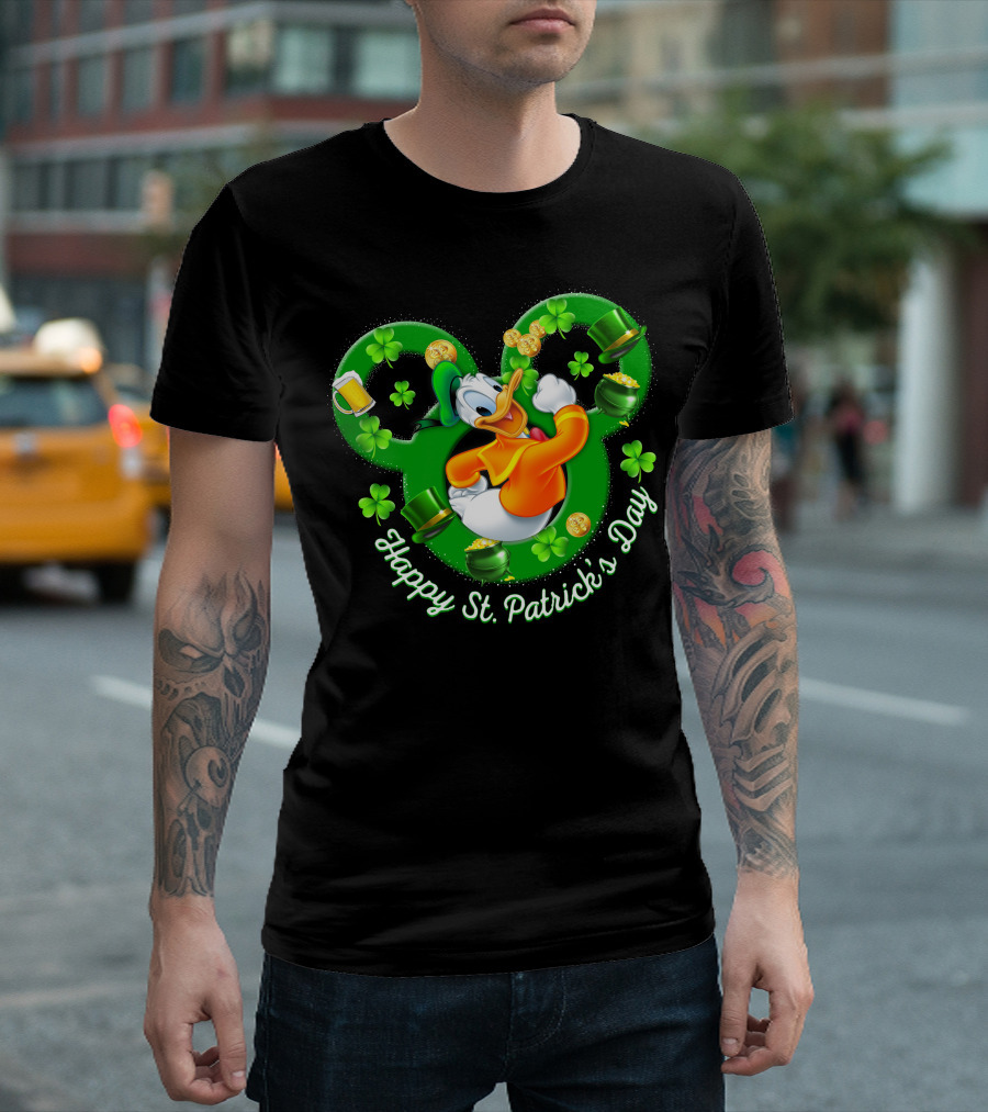Happy St. Patrick's Day Donald Duck Shamrock Mickey Ears T-Shirt