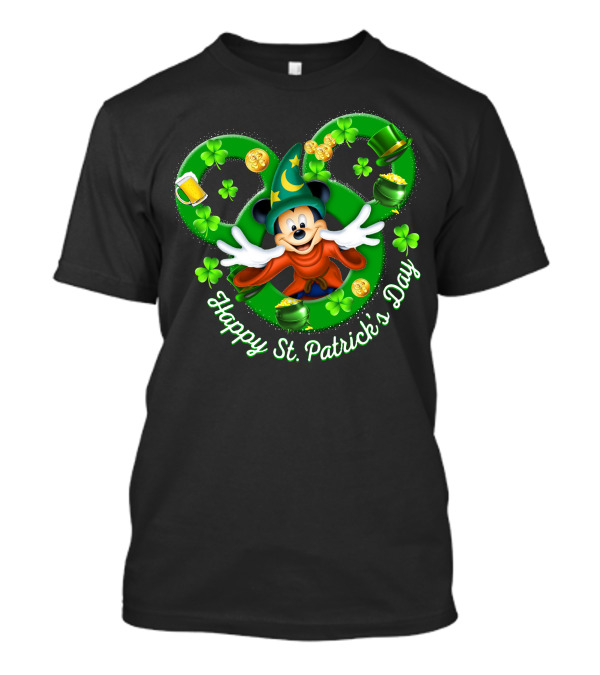 Happy St. Patrick's Day Mickey Fantasia Magic Hat Clover Coins T-Shirt