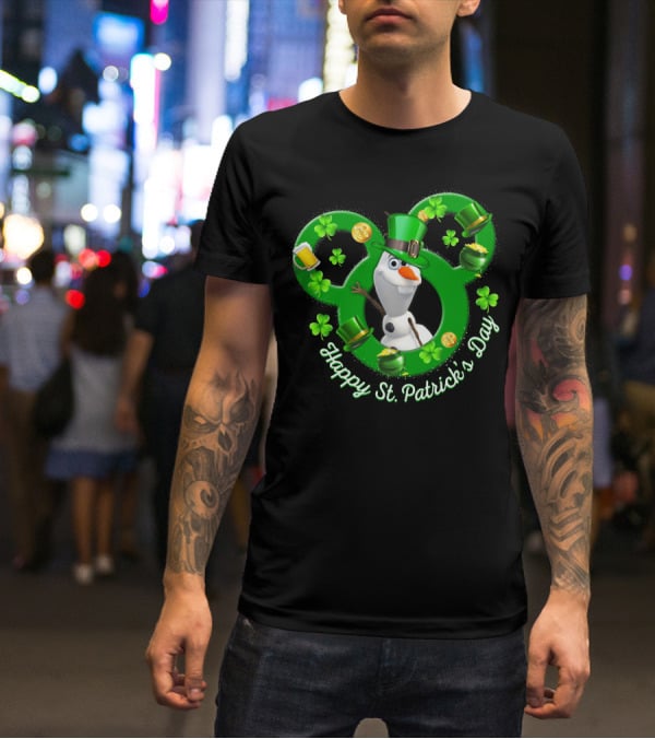 Olaf Happy St. Patrick's Day Mickey Mouse Shamrocks And Hats T-Shirt
