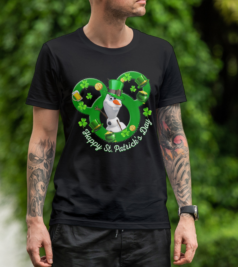Olaf Happy St. Patrick's Day Mickey Mouse Shamrocks And Hats T-Shirt