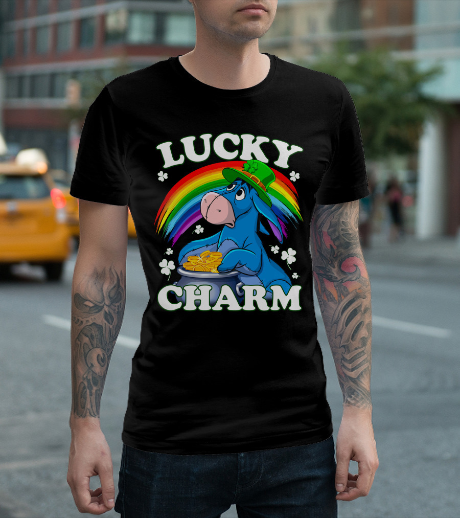 Leprechaun Rainbow Eeyore Lucky Charm Clover St. Patrick's Pot Of Gold T-Shirt