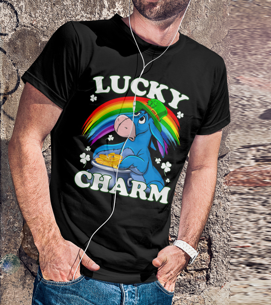 Leprechaun Rainbow Eeyore Lucky Charm Clover St. Patrick's Pot Of Gold T-Shirt