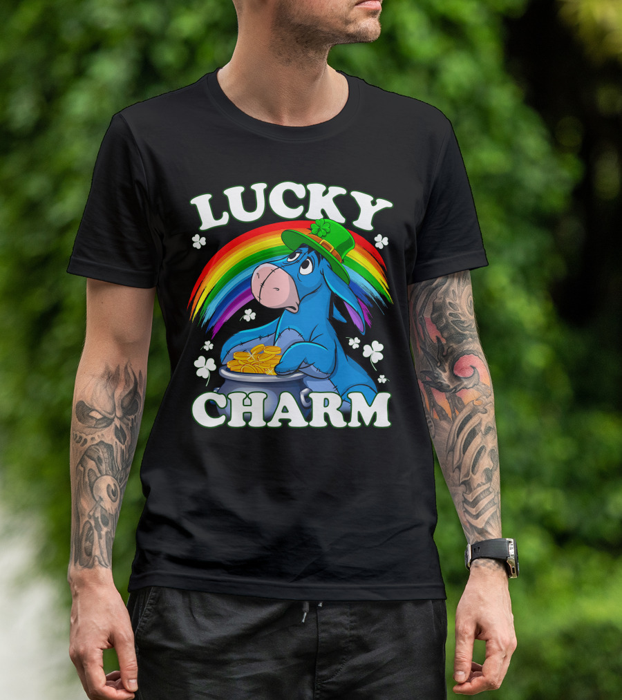 Leprechaun Rainbow Eeyore Lucky Charm Clover St. Patrick's Pot Of Gold T-Shirt