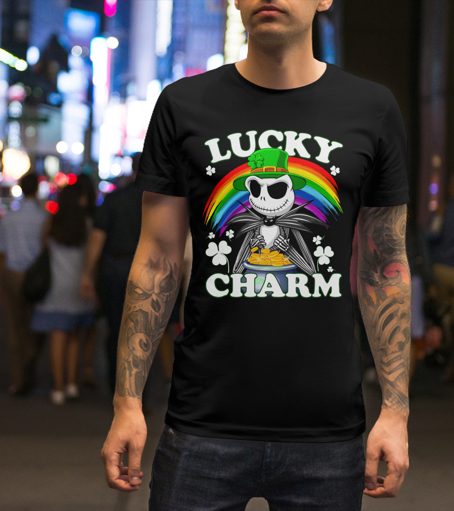 Jack Skellington Lucky Charm Rainbow Leprechaun Hat T-Shirt