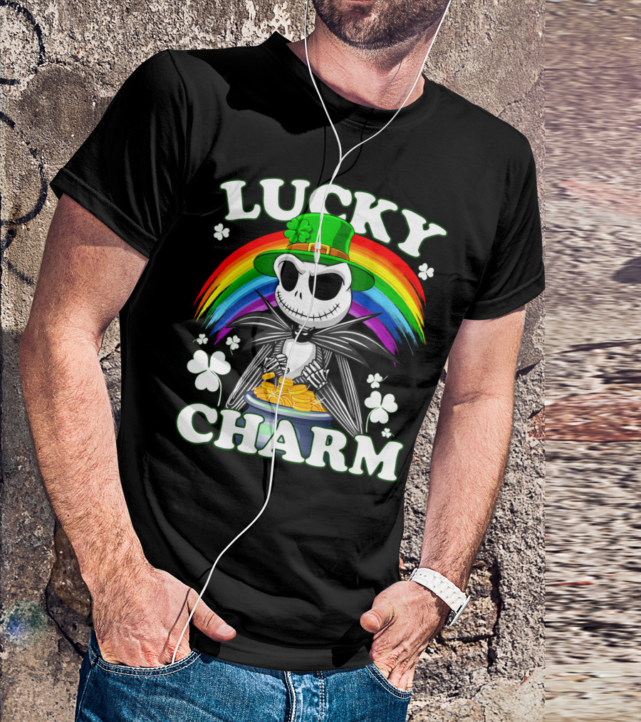Jack Skellington Lucky Charm Rainbow Leprechaun Hat T-Shirt