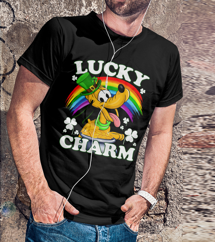 Pluto Lucky Charm Rainbow Coins Shamrock Hat T-Shirt