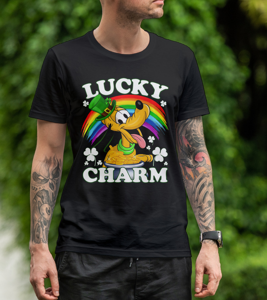Pluto Lucky Charm Rainbow Coins Shamrock Hat T-Shirt