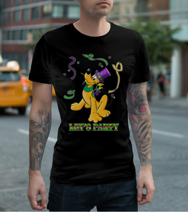 Pluto Let's Party With Mardi Gras Theme T-Shirt