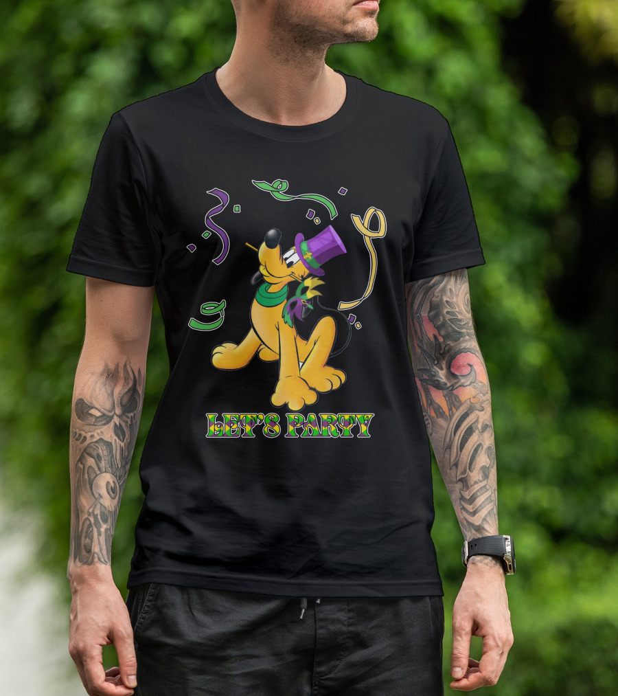 Pluto Let's Party With Mardi Gras Theme T-Shirt