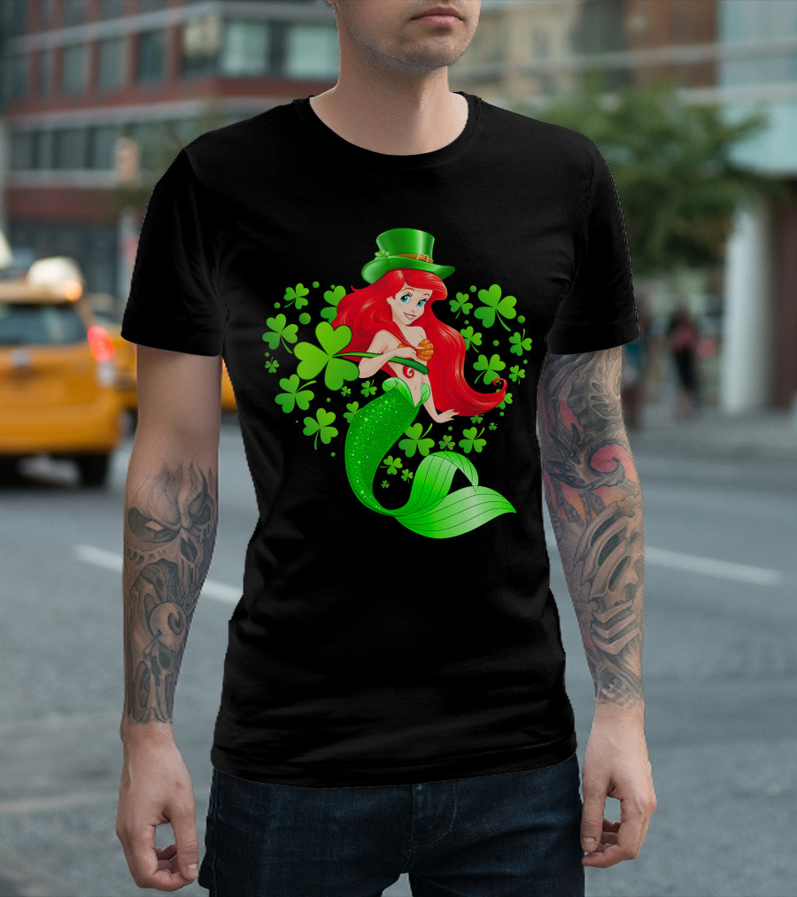 Ariel St. Patrick's Day Clover Mermaid T-Shirt
