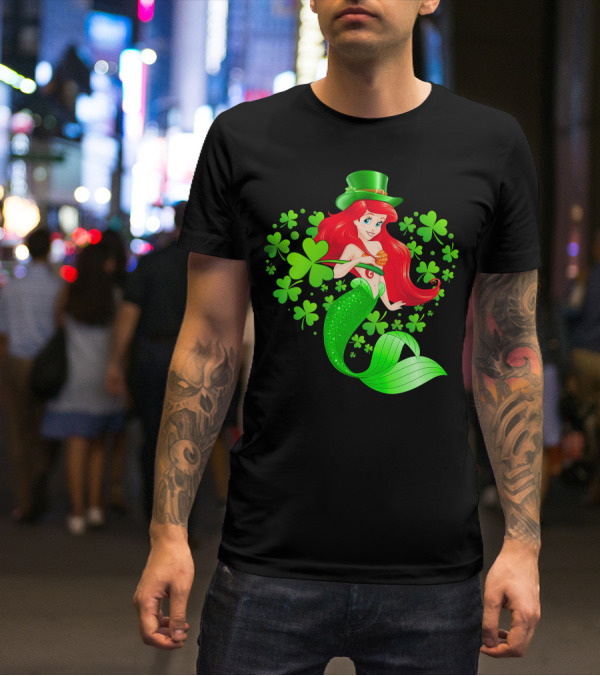 Ariel St. Patrick's Day Clover Mermaid T-Shirt