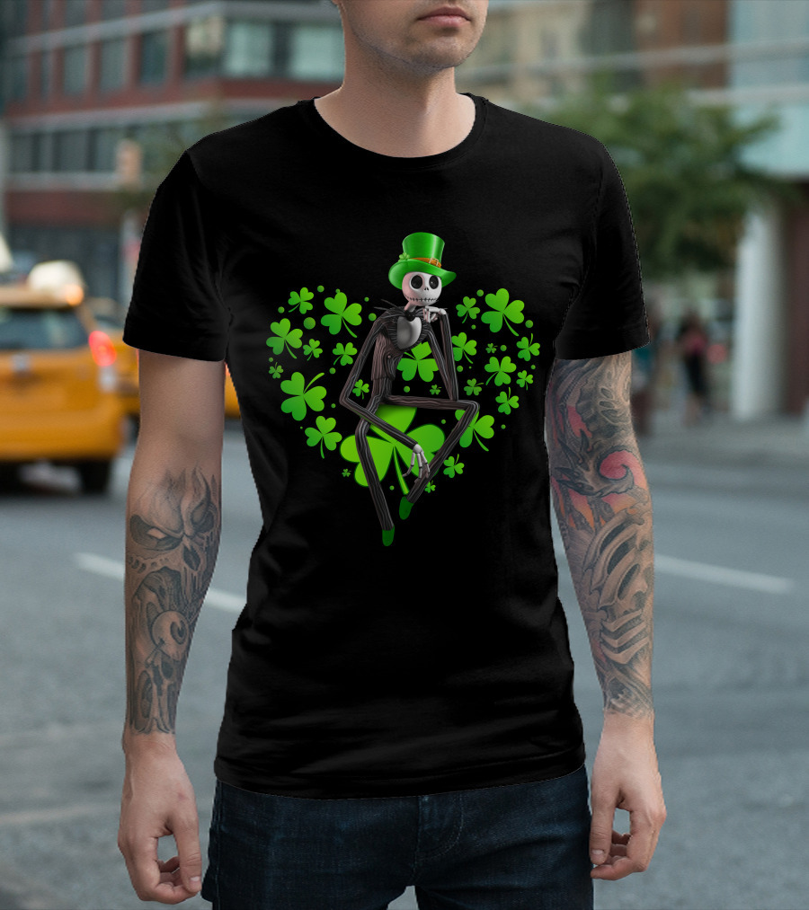 Jack Skellington St. Patrick's Day Clover Theme T-Shirt