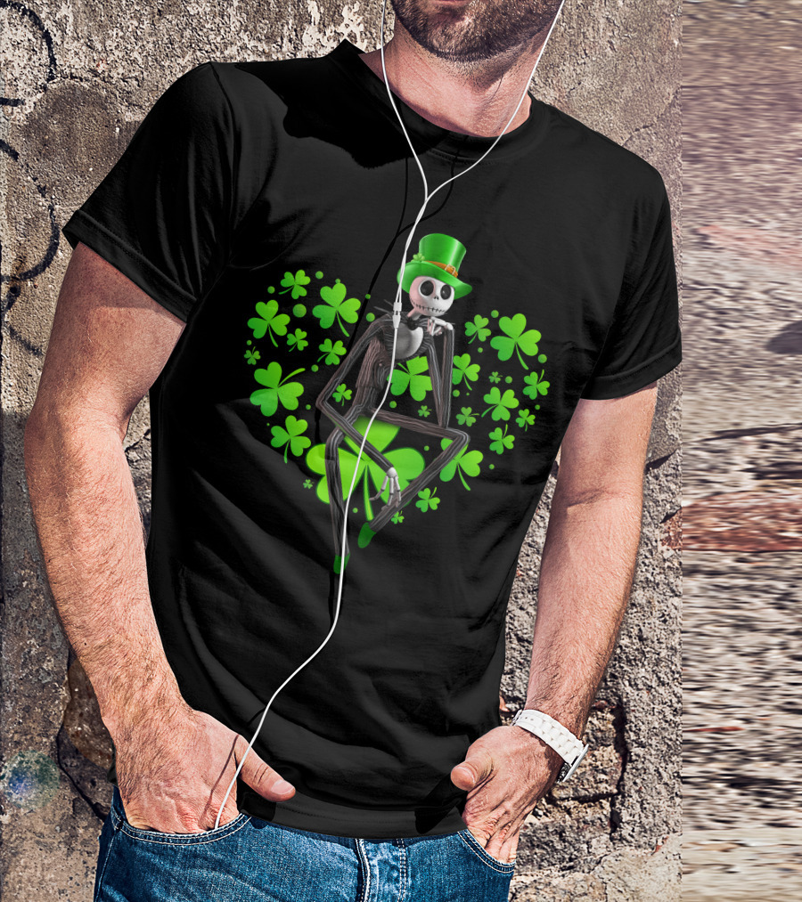 Jack Skellington St. Patrick's Day Clover Theme T-Shirt