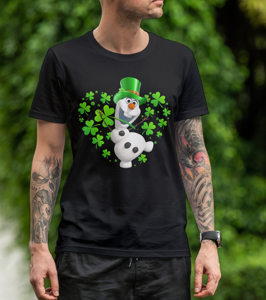 Olaf St. Patrick's Day Green Shamrocks And Hat T-Shirt