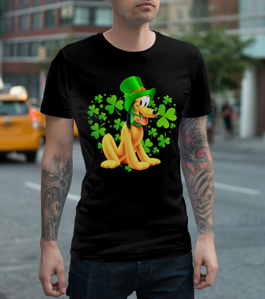 Pluto St. Patrick's Day Celebration With Green Shamrocks And Hat T-Shirt