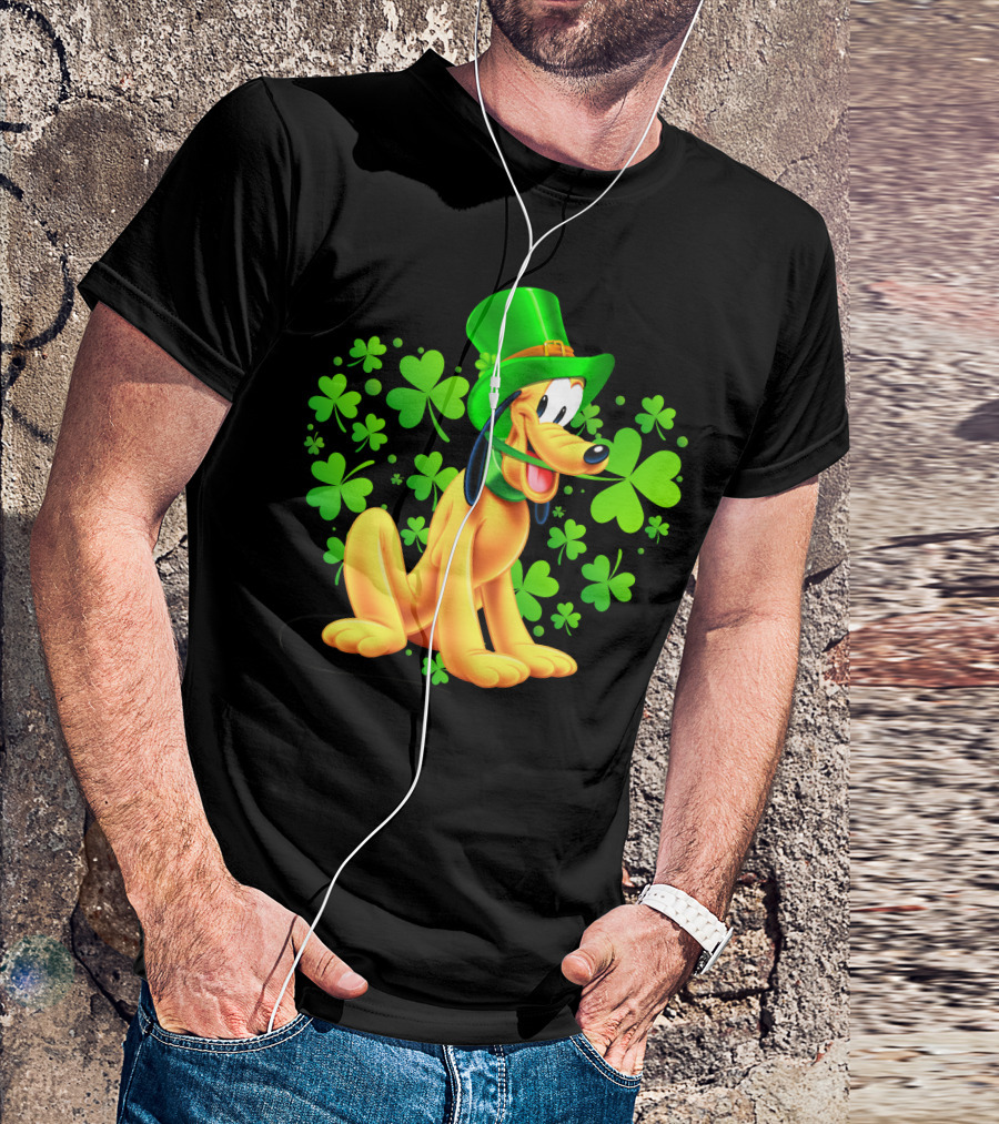 Pluto St. Patrick's Day Celebration With Green Shamrocks And Hat T-Shirt