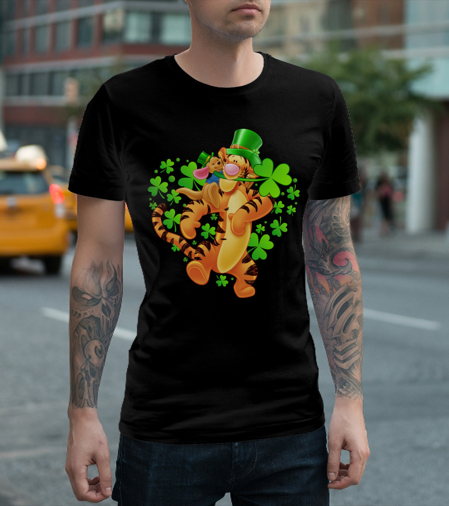 Tigger St. Patrick's Day Shamrocks Cartoon Character T-Shirt