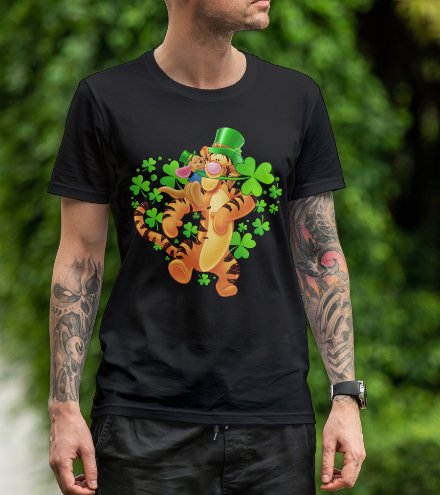 Tigger St. Patrick's Day Shamrocks Cartoon Character T-Shirt