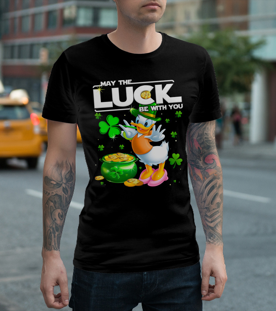 May The Luck Be With You Daisy Duck With Shamrocks And Pot Of Gold T-Shirt