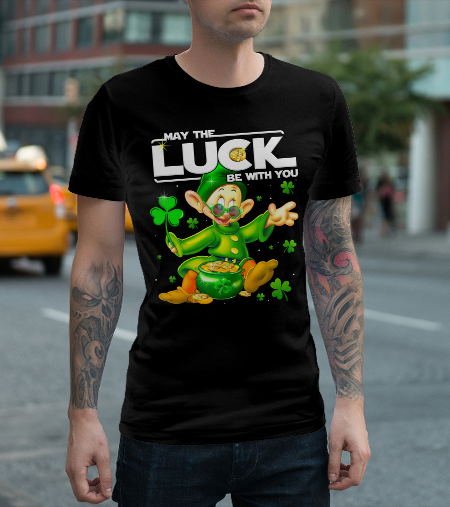 May The Luck Be With You Dopey Coins Shamrock Pot T-Shirt