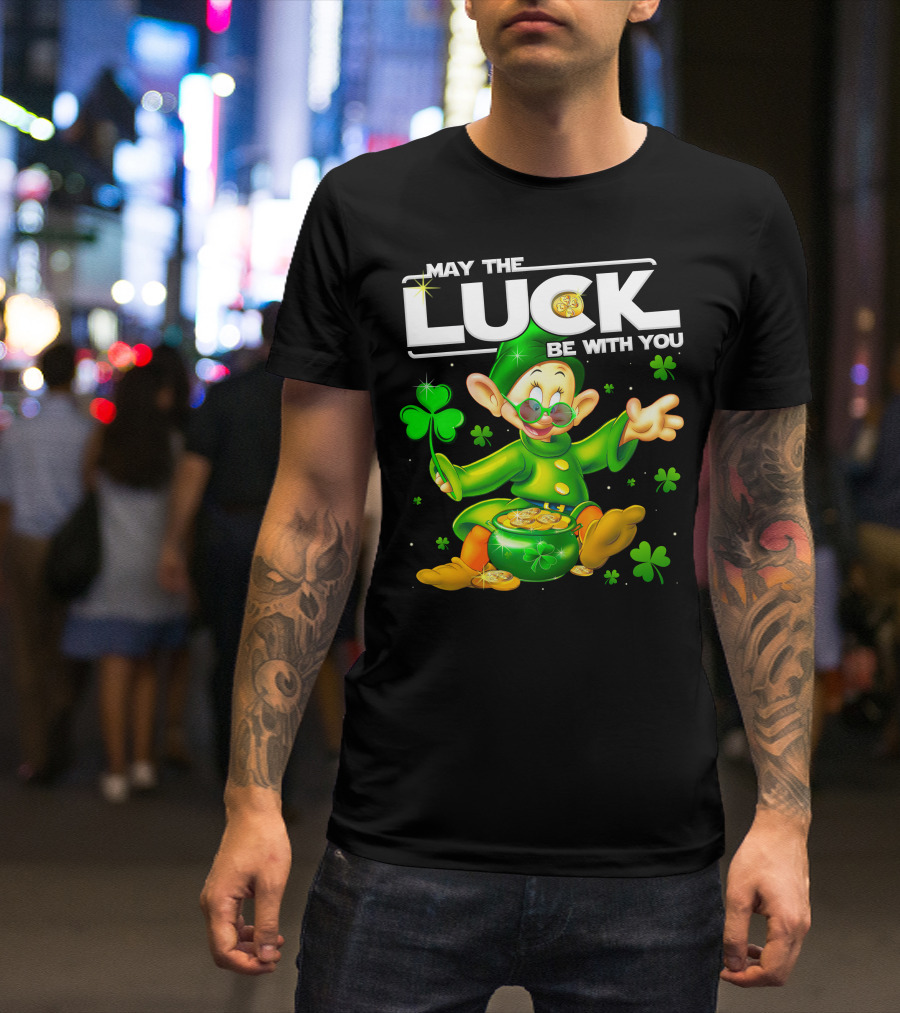 May The Luck Be With You Dopey Coins Shamrock Pot T-Shirt