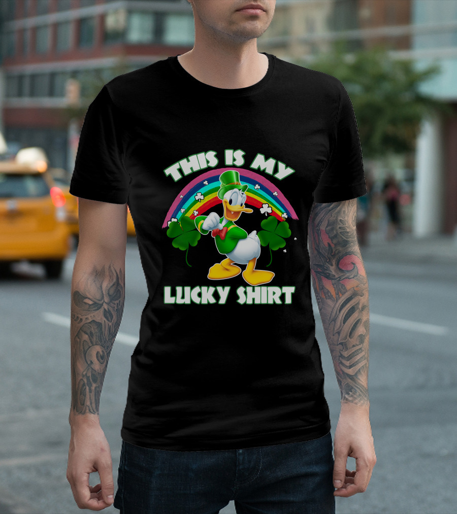 This Is My Lucky Shirt Donald Duck Rainbow Shamrock T-Shirt