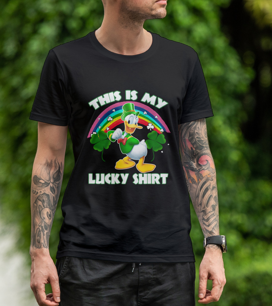 This Is My Lucky Shirt Donald Duck Rainbow Shamrock T-Shirt