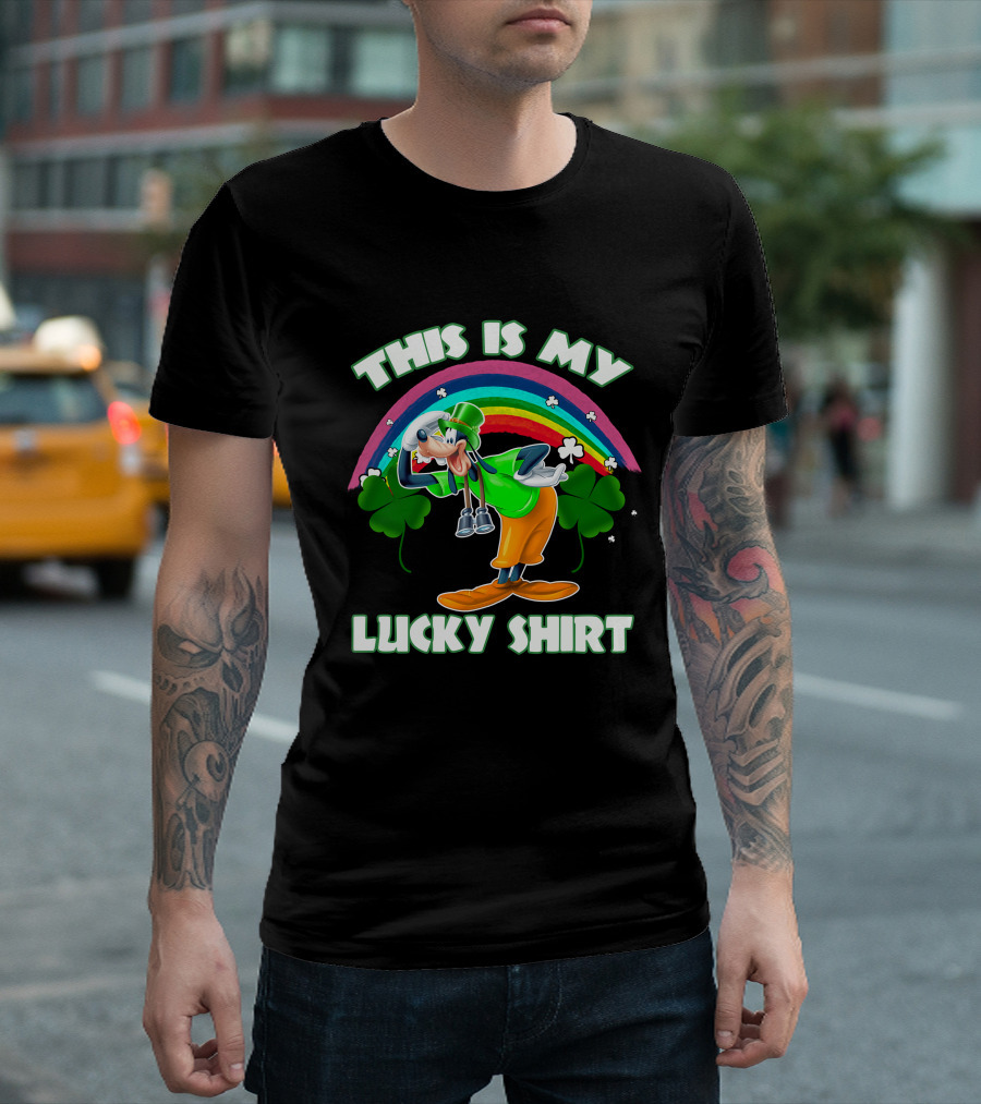 This Is My Lucky Shirt Goofy Rainbow Shamrocks T-Shirt