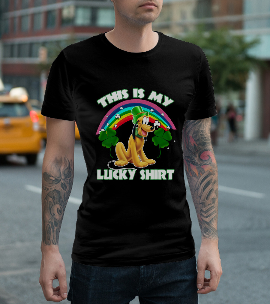 This Is My Lucky Shirt Pluto Rainbow Clover St. Patrick's Day T-Shirt