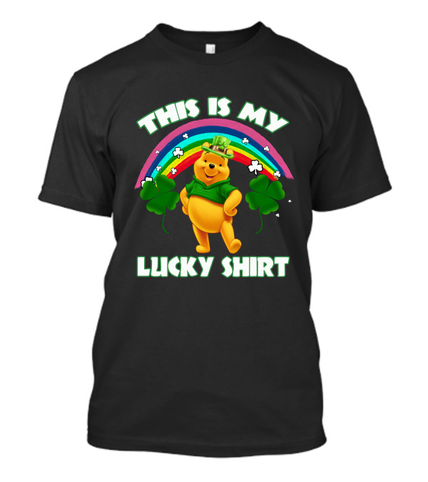 This Is My Lucky Shirt Pooh Rainbow Clover T-Shirt