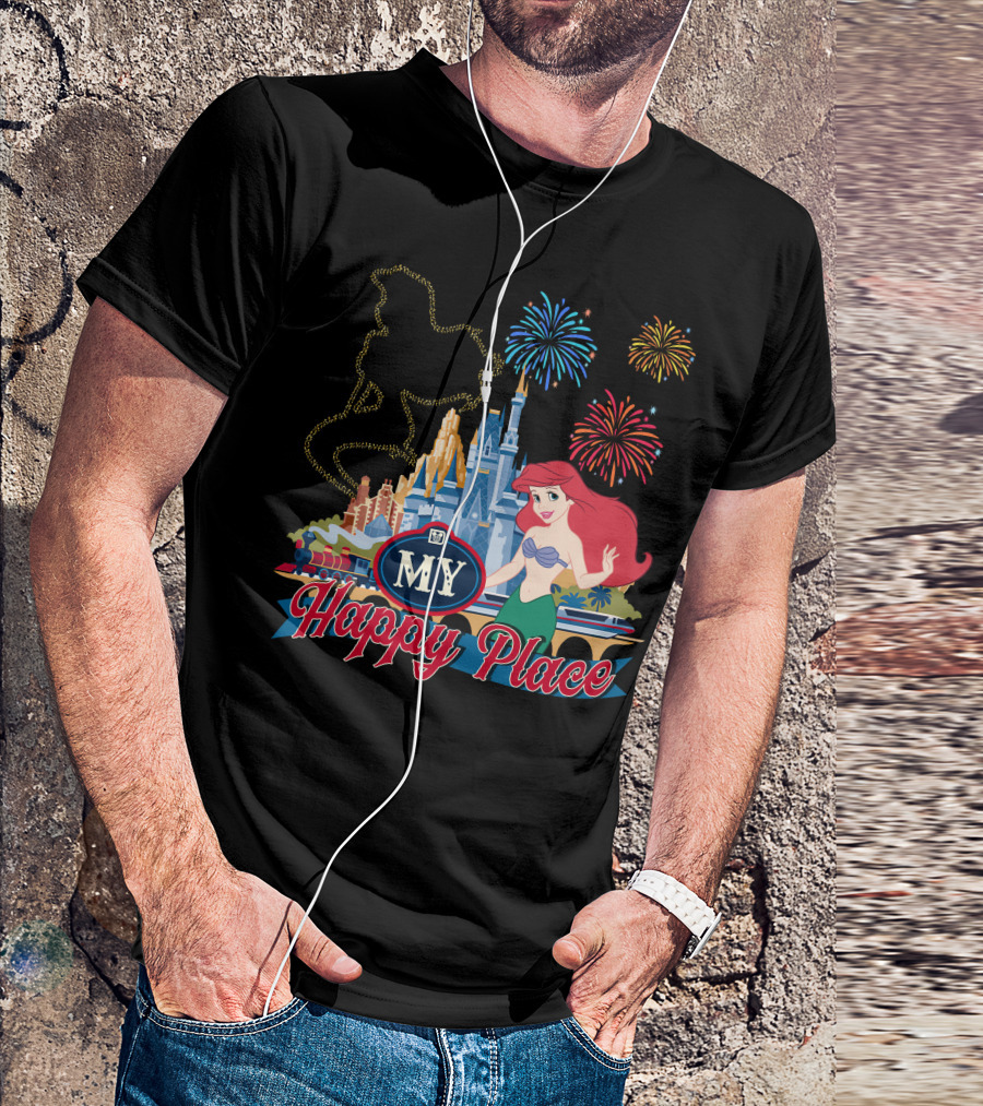 My Happy Place Disney Ariel Fireworks Castle T-Shirt