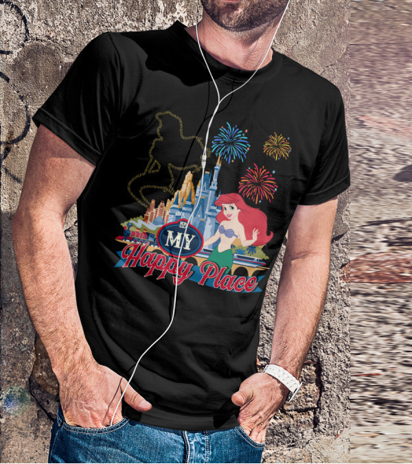 My Happy Place Disney Ariel Fireworks Castle T-Shirt