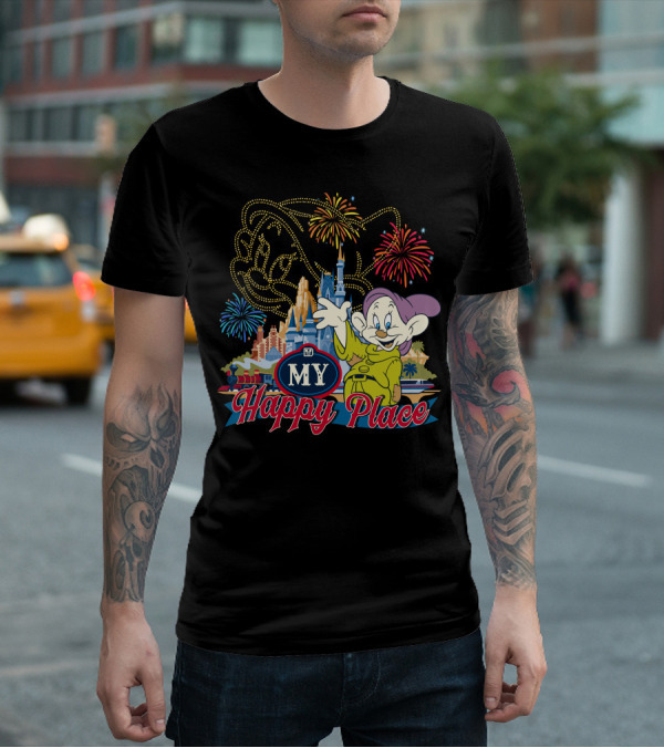 My Happy Place Dopey Fireworks Disney Castle T-Shirt