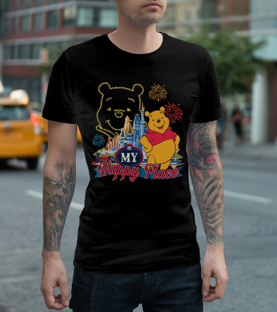 My Happy Place Pooh Fireworks Magic Kingdom T-Shirt