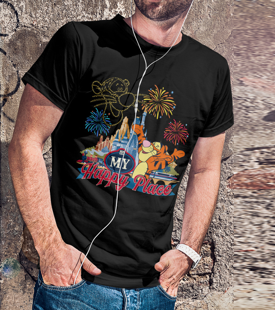 My Happy Place Tigger Castle Fireworks Celebration T-Shirt