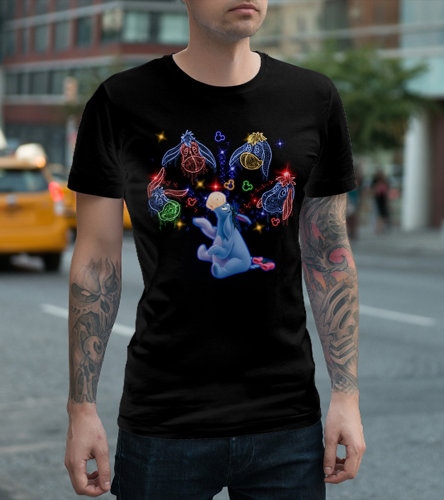 Eeyore Neon Disney Character Magic With Mickey Mouse Heads T-Shirt