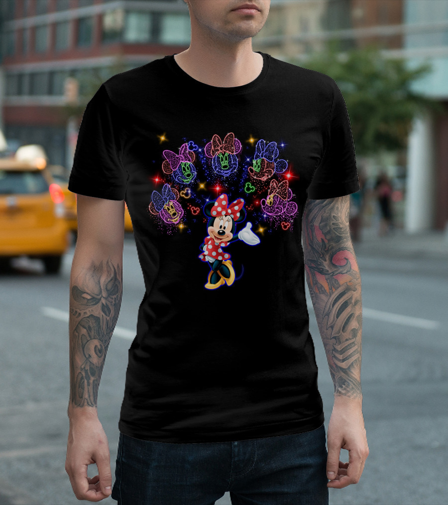 Disney Minnie Mouse Colorful Neon Lights Magic T-Shirt