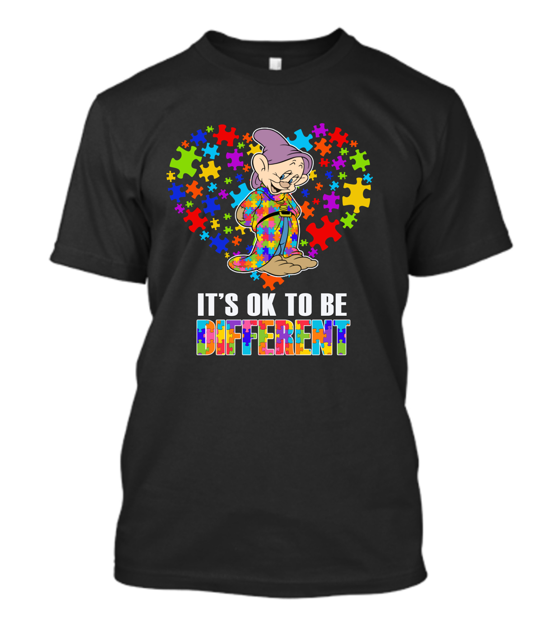 It's Ok To Be Different Dopey Puzzle Heart T-Shirt