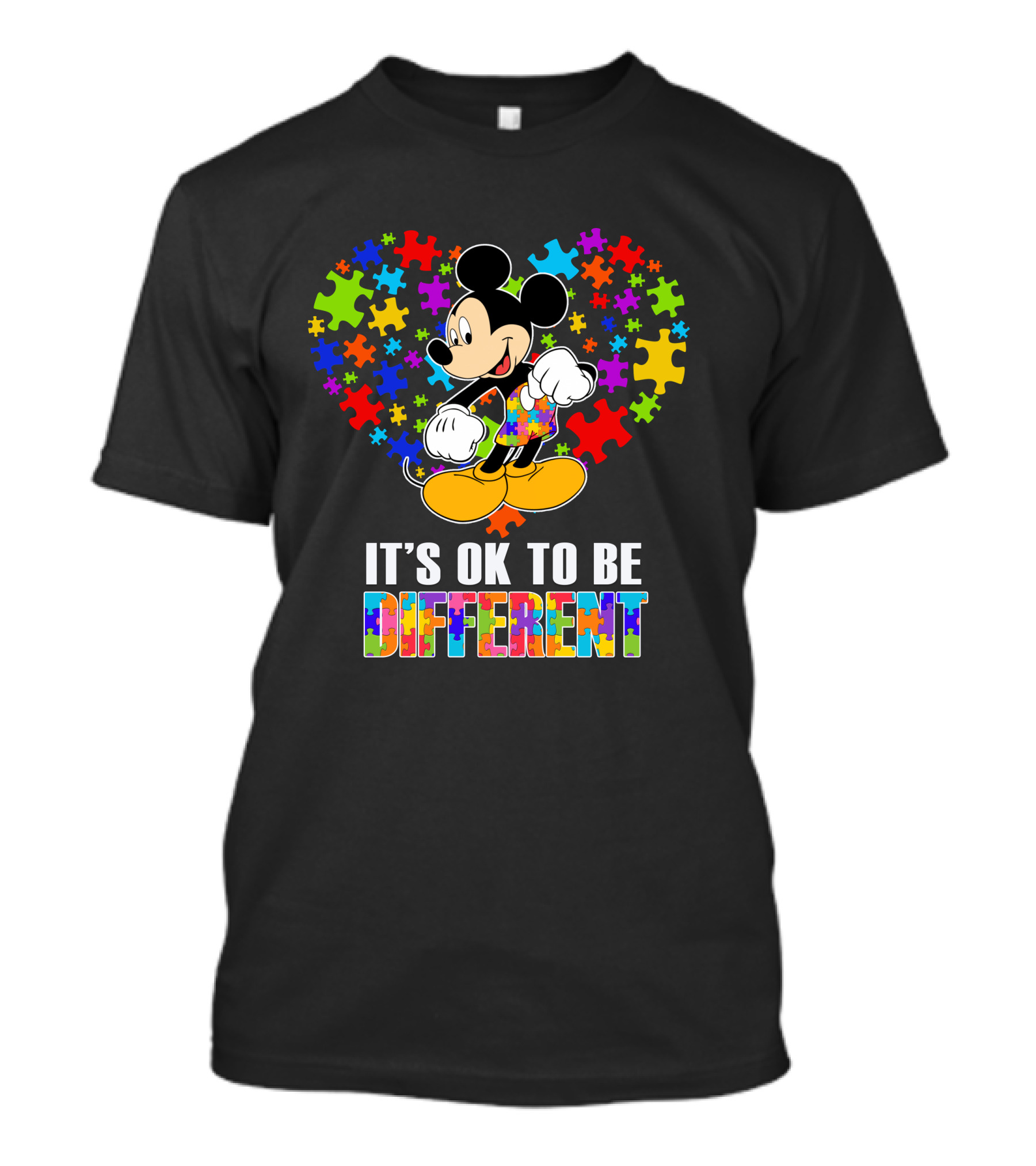 Mickey It's Ok To Be Different Puzzle Heart T-Shirt