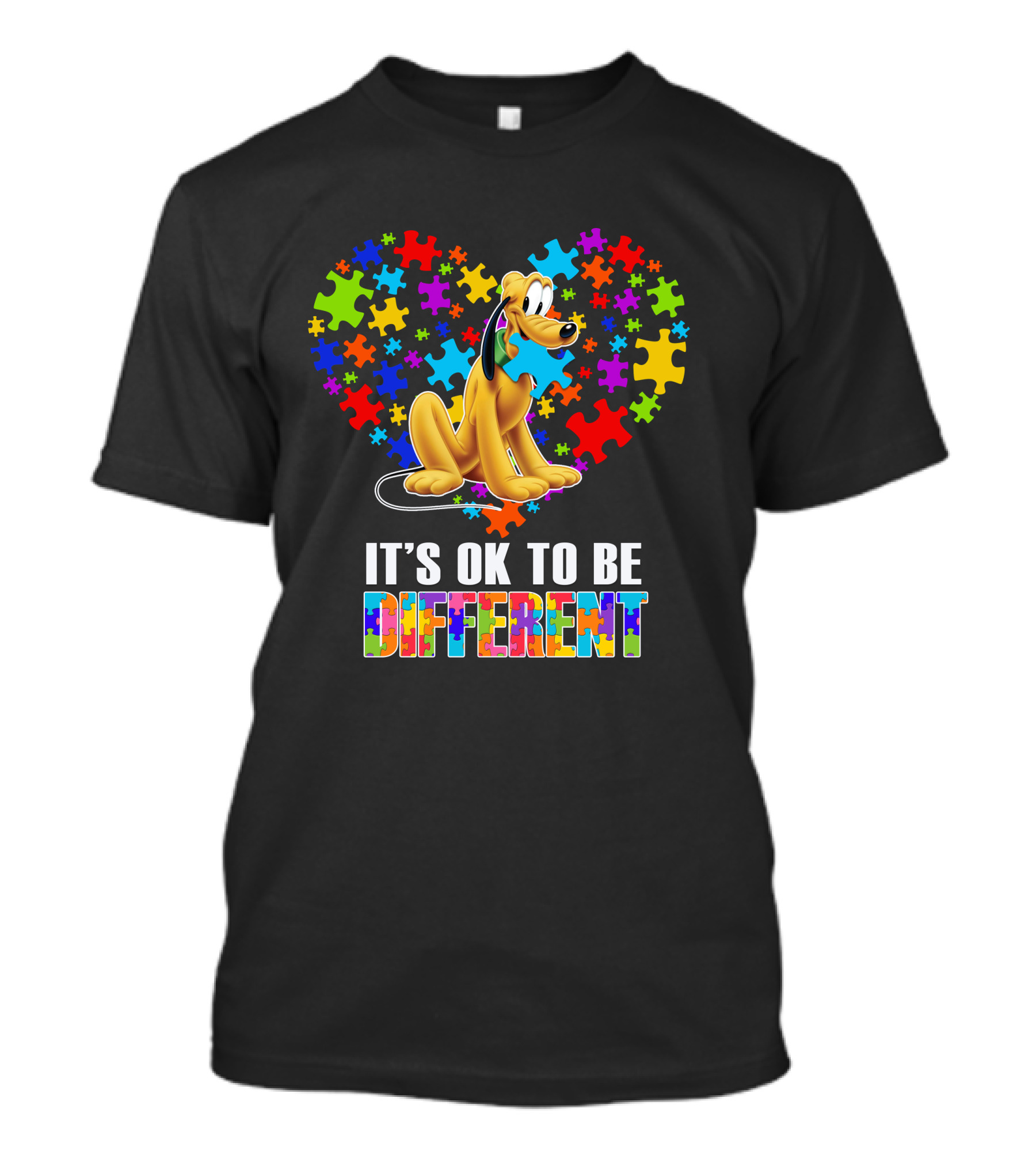 It's Ok To Be Different Pluto Puzzle Heart T-Shirt