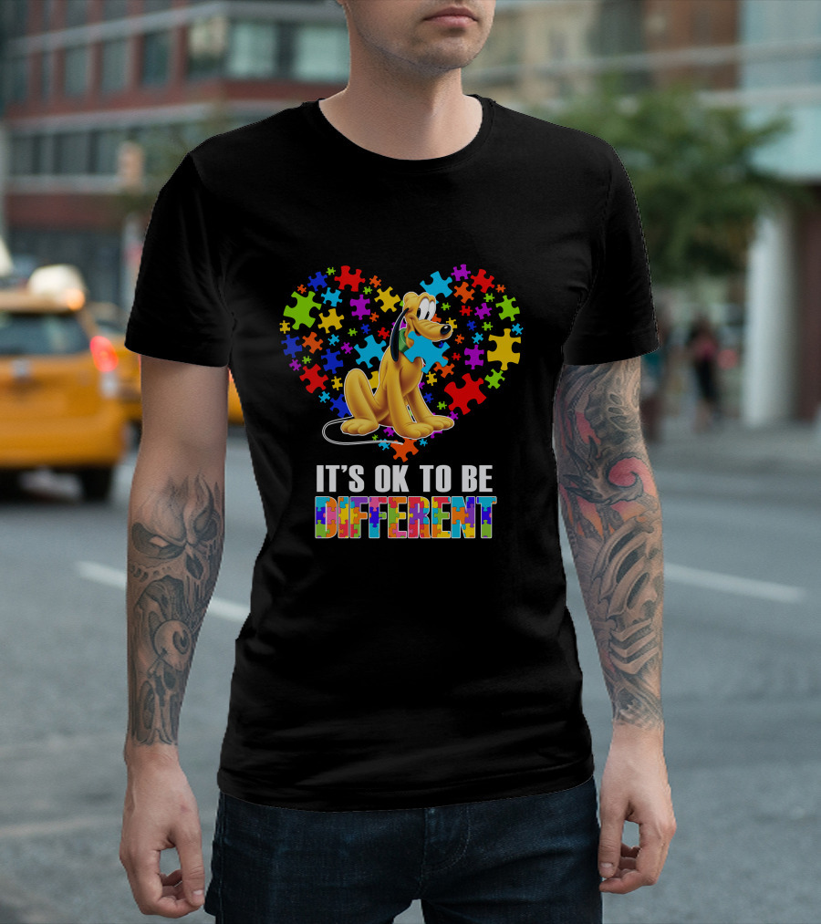 It's Ok To Be Different Pluto Puzzle Heart T-Shirt